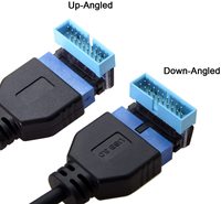 Adaptor Ekstensi USB 3.0 20 Pin Pria Ke Wanita, Adaptor Ekstensi Siku 90 Derajat untuk Motherboard