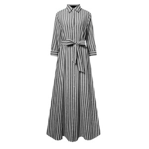 Abito Chemisier Lungo a Righe da Donna Taglie Forti, Collezione Moda Primavera <span class=keywords><strong>2023</strong></span>, con Colletto Revers e Bottoni, Manica Lunga Stile Casual Elegante - Product Image 6
