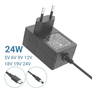 Usine d'alimentation ca cc 19V 1.2A 9V 2.66A alimentation ROHS 24V 1.0A 6V 4.0A Usb-C 18V 1.3A Top 12V 2.0A prise cc avec logo KCC