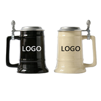 Vente chaude personnalisé chope de bière en céramique avec couvercle réservoir logo imprimé en grès tasse de bière octoberfest de dîner de tasse de cadeau de bureau