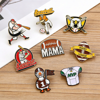 Pins en émail sportifs à faible MOQ, pins de revers baseball et rugby, badges rétro athlètes et trophées, pins décoratifs pour casquettes et sacs à dos