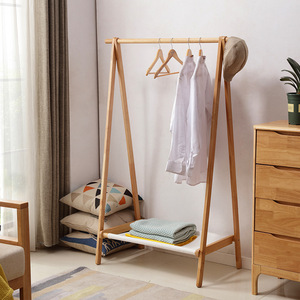 Perchero de madera maciza de estilo escandinavo, color natural, perchero de pie para sala de estar, dormitorio, diseño minimalista - Product Image 2