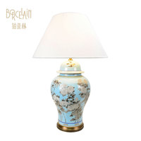 Bonne Qualité Bleu Lampe de Bureau En Céramique, Motif De Fleurs Led E27 Lampe de Table Décorative à la Maison Fabriqué En Chine