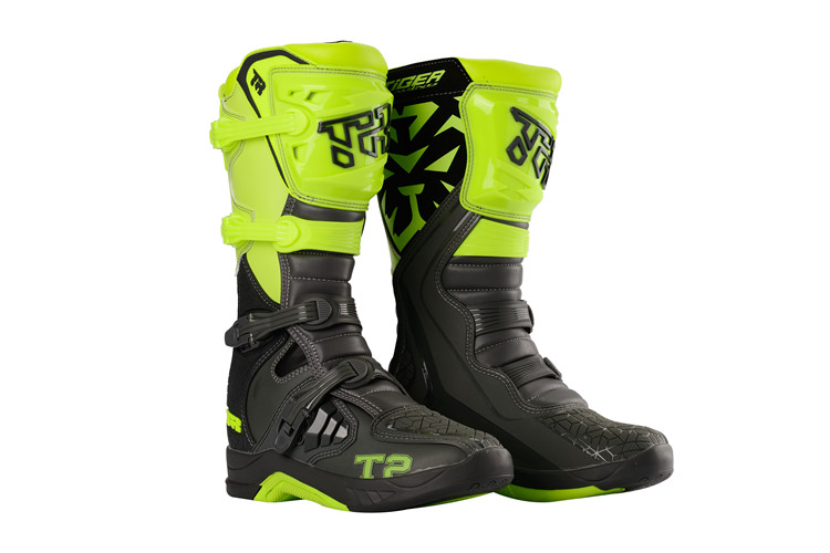 TR Tiger 2022 MTR-T2 Gray Fluorescent Green Motocross Boots