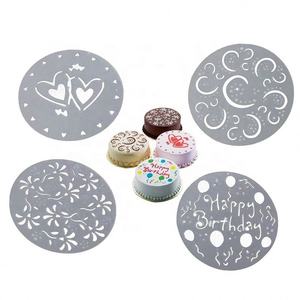 Pochoirs de cuisine pour pâtisserie de mariage, 4 pièces/lot, accessoires de cuisine, pochoirs pour gâteaux, Art, moule d'impression d'<span class=keywords><strong>anniversaire</strong></span>, décoration - Product Image 1