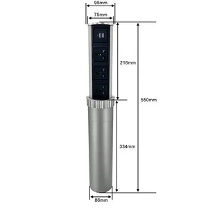 BNT 90mm 구멍 공압식 범용 전원 소켓 + 2 개의 usb 테이블 테이블 탑 유압 팝업 소켓 용 데스크탑 소켓