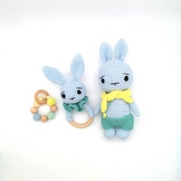 Jouet hochet en crochet fait main pour bébé, lapin doux en peluche avec rembourrage en coton PP, doudou pour enfants