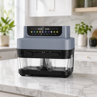 Friteuse à air à double panier avec fenêtre de visualisation en verre transparent, grande capacité 7,4 L, 2 zones de cuisson indépendantes, écran tactile numérique, finition synchronisée