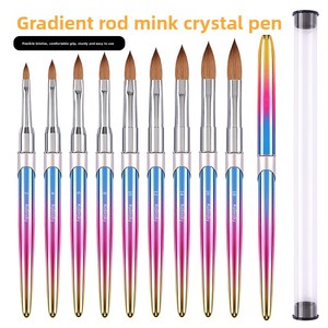 Pinceau à ongles professionnel en poils de Kolinsky pour nail art, sculpture et décoration de cristaux, avec manche métallique confortable et durable, outil de salon en acrylique - Product Image 2