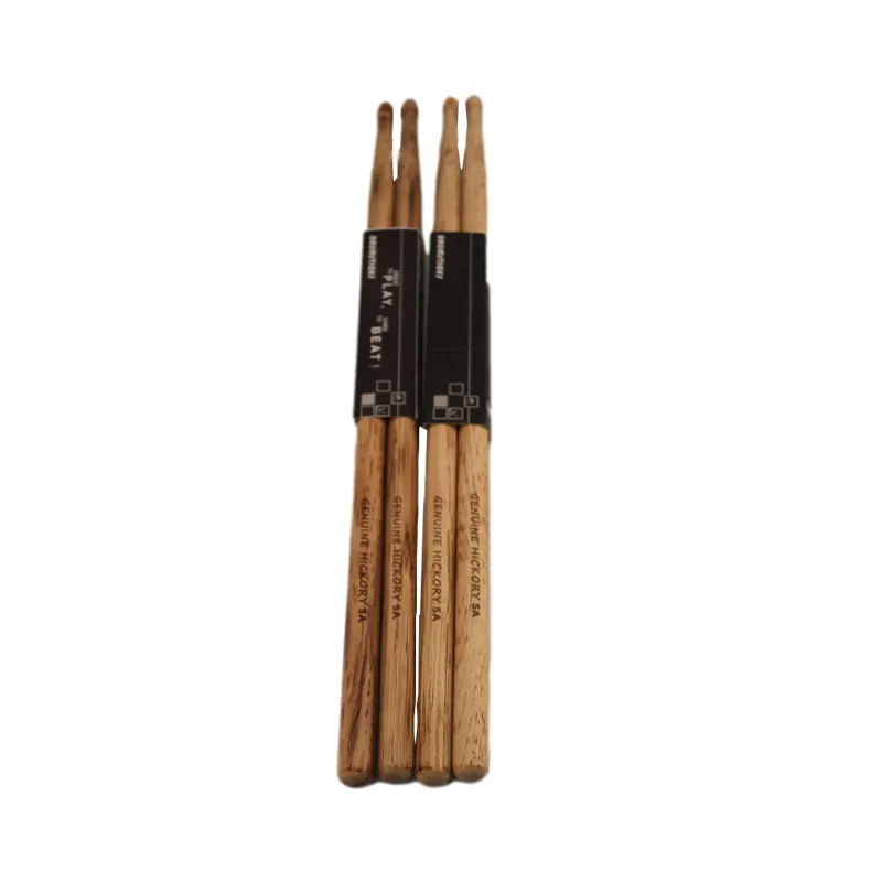 Hoge Kwaliteit Gebakken Houtnerf Natuurlijke Houtkleur Gegraveerde Anti-Slip Textuur Hickory Drumsticks