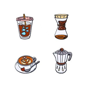 DANSHUN A4 Porte-clés en alliage de zinc électroplaqué, <span class=keywords><strong>série</strong></span> café, style dessin animé européen et américain, avec des designs créatifs et amusants, tendance - Product Image 1