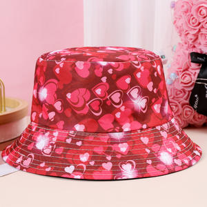 Saint Valentin Coeurs Forme Seau Chapeau Romantique Couple En Plein Air Voyage Pêcheur Soleil Cap Femmes/Hommes Costume Accessoire - Product Image 3