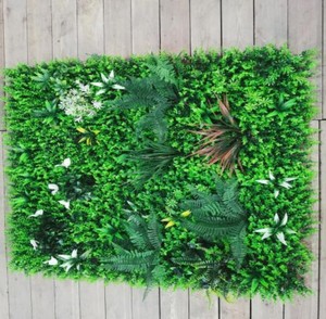 Mur végétal artificiel résistant aux UV, tapis <span class=keywords><strong>de</strong></span> plantes vertes mélangées, <span class=keywords><strong>haie</strong></span> verticale extérieure pour balcon et <span class=keywords><strong>jardin</strong></span> - Product Image 2