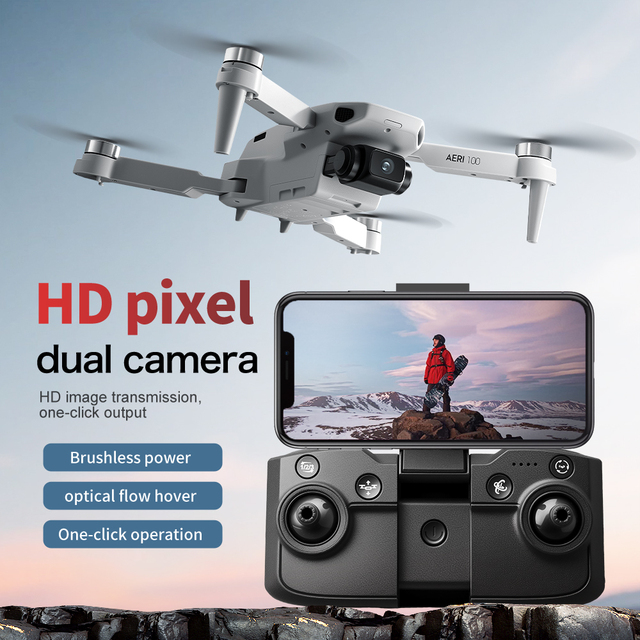 Mini Aeri100 Drone Professional HD Camera WIFI FPV UAV VR Glasses RC Brushless Aerial Photography Quadcopter Airplane Fold Toys