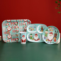 Service de table créatif sur le thème de Noël, assiette et tasse en mélamine avec motif de Père Noël, résistant aux chocs, compatible avec le micro-ondes