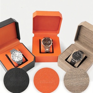 Boîtes de rangement pour montres classiques en cuir PU pour hommes, boîte de rangement pour montres en cuir PU de luxe avec logo personnalisé, octogonale - Product Image 5