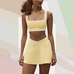 Women Yoga Set <b>Sports</b> <b>Bra</b> and Mini Skirt Quick Dry Sweat Wicking Fitness Activewear - Product Image 3