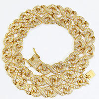 Collier Miami Link en forme de 8, en alliage de haute qualité, style Hip Hop, avec strass, chaîne cubaine, vente en gros, en stock, promotion