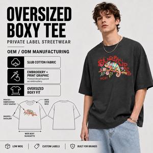 T-shirt in Cotone Slub all'Ingrosso con Stampa Digitale ad Alta Definizione e Ricamo, 230 Gsm, Taglie Oversize per <span class=keywords><strong>Uomo</strong></span> - Product Image 3