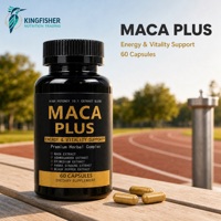 Capsules de complément alimentaire à base de plantes Maca Plus pour un soutien quotidien de l'énergie et de la vitalité avec du ginseng, de l'ashwagandha et du poivre noir, 60 capsules