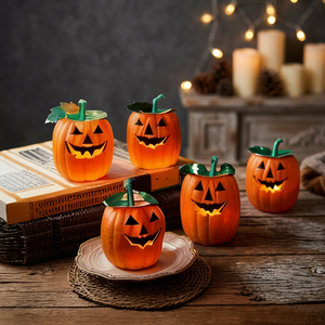 Velas de Cera de Soja Hechas a Mano con Forma de Calabaza Naranja, Decoración de Halloween, Decoración de Mesa para Fiestas en Interiores, Regalos - Product Image 5