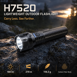 WOSEN Carbon Fiber High Performance LED Torch for Outdoor Hiking Camping Patrol Emergency <b>Rechargeable</b> LED Flashlight - Product Image 2