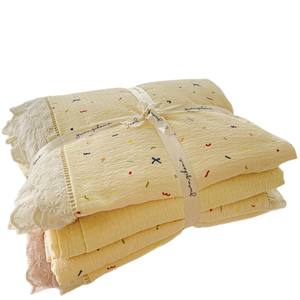 Ensemble de quatre pièces en gaze double couche, housse de couette en dentelle en pur coton, 4 draps, motif végétal, 200TC, style européen-américain, toutes saisons - Product Image 5