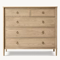 Commode contemporaine de luxe moderne à 5 tiroirs en chêne massif, style français, pour le rangement des meubles de chambre à coucher