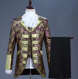 Costumes de fête cosplay de roi ou prince médiéval pour hommes, robe de cérémonie vintage de la cour, costume trois pièces, smoking de noble homme, manteaux + gilet + pantalon - Product Image 5