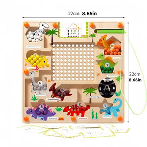 Gioco da Tavolo Educativo Montessori in Legno per Bambini, Tema Dinosauri, Labirinto Magnetico con Numeri Colorati, Regalo Educativo per <span class=keywords><strong>2</strong></span>-4 <span class=keywords><strong>Anni</strong></span> - Product Image 6