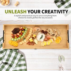 Taglieri Pieghevoli in Bambù <span class=keywords><strong>per</strong></span> Antipasti, Frutta e Formaggi, Grandi Vassoi da Servizio con Manici <span class=keywords><strong>per</strong></span> Carne, Ideali <span class=keywords><strong>per</strong></span> Feste e Attività all'Aperto - Product Image 4