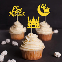 24 Sets Eid Al Fitr Kuchendekoration, Mond Sterne, Frohes Ramadan, Islamisch-Muslimische Themen-Ramadan-Party Kuchendekorationen