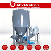 Nouvelle Broyeuse-Mélangeuse d'Aliments Sans Poussière, Capacité 1000 kg, Acier Inoxydable 304, Machine à Mélanger et Broyer les Aliments pour Bétail et Volailles