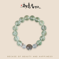 Bracelet artisanal en argent et perles plaqué or, orné de cristaux naturels de guérison, par Hanxier Han Qian'er – Mode originale et unique