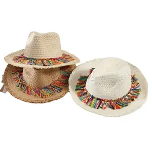 Panama buy bulk Uv Protection youth Raw Edge foldable protective Summer Sun Beach Raffia sombreros personalizados straw hat