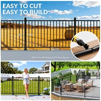 Kit de garde-corps pour balcon, véranda et escalier européen 42 H x 12 L pieds - Aluminium noir texturé avec finition thermolaquée, rail modulaire