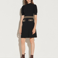 Fabricant de vêtements sur mesure, produits tendance, nouveautés, robe pull en tricot noir uni pour femmes, été