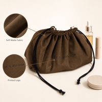 Sac de rangement pour cosmétiques et cheveux en velours à fond carré personnalisé avec cordon de serrage, emballage cadeau de luxe en velours, pochette de maquillage