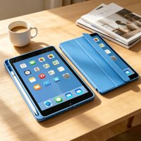 Étui pour tablette intelligent à triple pliage en TPU souple avec emplacement pour stylet, parfaitement compatible avec iPad Air 6 et iPad Pro 2024.