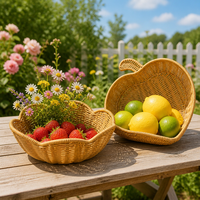 Panier à pommes en rotin tressé en forme de fleur, tissé à la main, en plastique PC PENG YE, pour le rangement des fruits, décoration de table de style campagnard, centre de table pour la maison