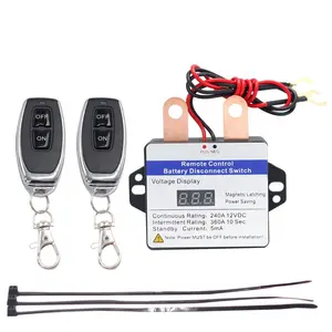 Interruptor de relé de batería, interruptor de desconexión de batería de 12V 240A, interruptor de relé de <span class=keywords><strong>Control</strong></span> remoto con voltímetro Led con 2 llaveros de <span class=keywords><strong>Control</strong></span> inalámbrico - Product Image 1