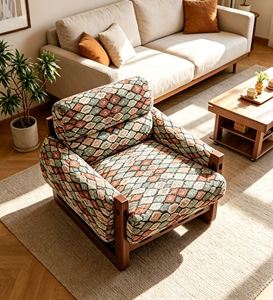 Modern Scandinavian Midcentury Reclining Armchair Velvet Upholstery Wood Legs Living Room <b>Chair</b> Leisure Seat Solid <b>Back</b> Design - Product Image 1