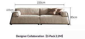 Canapé italien minimaliste de luxe léger pour salon, style moderne haut de gamme <span class=keywords><strong>Baxter</strong></span> Wabi-Sabi, mobilier rétro en tissu et éponge - Product Image 6