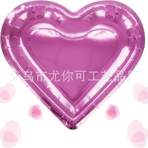 Valentine's Day Heart Shaped <b>Paper</b> Plates 10pcs 24x26cm <b>Red</b> Disposable Party Dessert Plates Modern Style Venue Props - Product Image 3