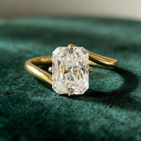 Bague tendance pour femme en argent sterling 925 plaqué or rhodié avec zircone cubique 5A – Bijou de fête élégant