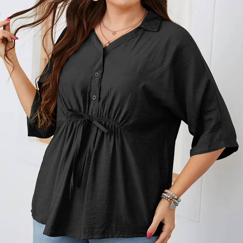 OEM Mujer Tallas grandes, Blusas elegantes para mujer Camisas Blous Cuello con muescas Impresión vintage Calidad Túnica Compras en línea Top/