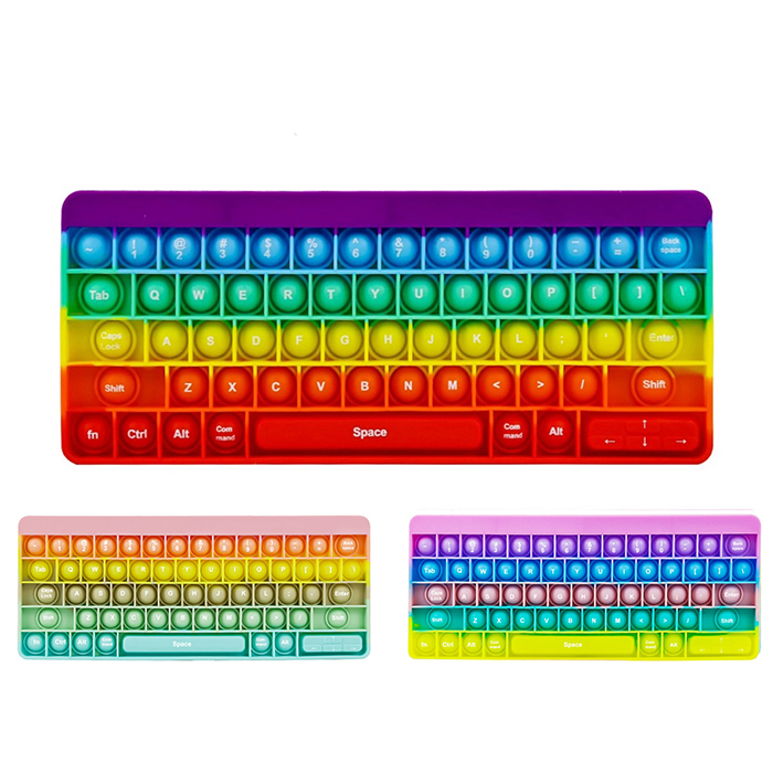 Keyboard Key Toy Keychain Party Stress Relief DIY Fidget Button Keycap Fidget Key Chain Keyboard Keyring Toys Finger Keyboard - 36
