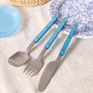 ชุดช้อนส้อมสแตนเลสจินฮุย 304 พร้อมด้ามจับหลากสีสำหรับผู้ใหญ่ สไตล์สดใส น่ารัก - Product Image 4