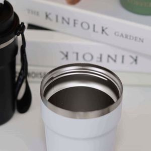 แก้วกาแฟสแตนเลส 304 แบบพกพา ใช้ในรถยนต์ แก้วเก็บความร้อน สำหรับธุรกิจ สำนักงาน ของขวัญ แก้วน้ำสองช่อง - Product Image 6