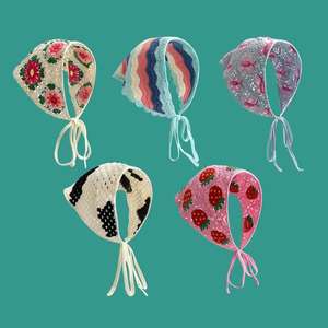 Bandana all'uncinetto alla moda, foulard in maglia, turbante floreale, fasce triangolari <span class=keywords><strong>per</strong></span> capelli da ragazza, accessori <span class=keywords><strong>per</strong></span> capelli - Product Image 2